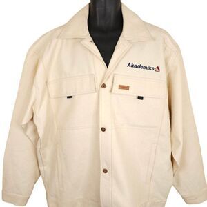 Vintage Akademiks Denim Jacket Mens Size XL Cream Y2K Oversized Streetwear